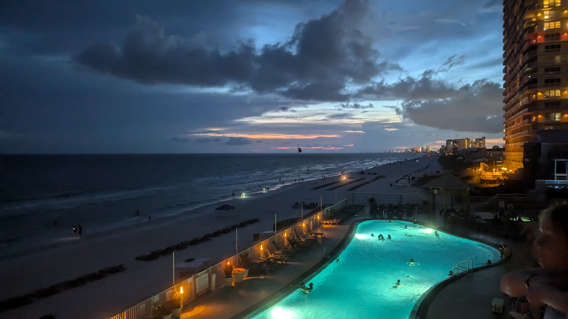 The sunset over the gulf; from a hotel on Panama City Beach