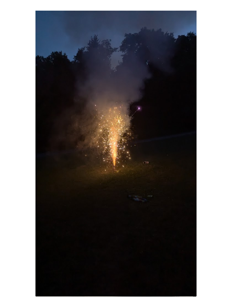 A still-frame of fireworks from a 4th party at my uncle's.